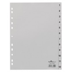 DURABLE 6512 GREY INDEXES WITH PRINTED AND COLOURED TABS 1-12